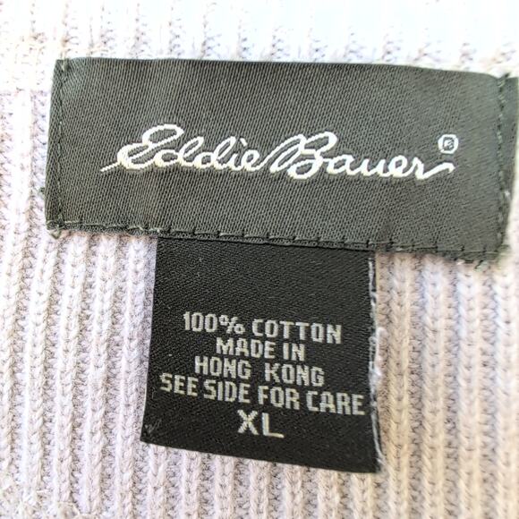 Eddie Bauer Ribbed Knit Crewneck Sweater Men's XL 100% Cotton Preppy Academia - Picture 3 of 8